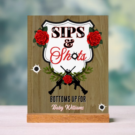 Sips & Shots Pistolen of Rozen Genderonthulling Acryl Bord (Neutraal)
