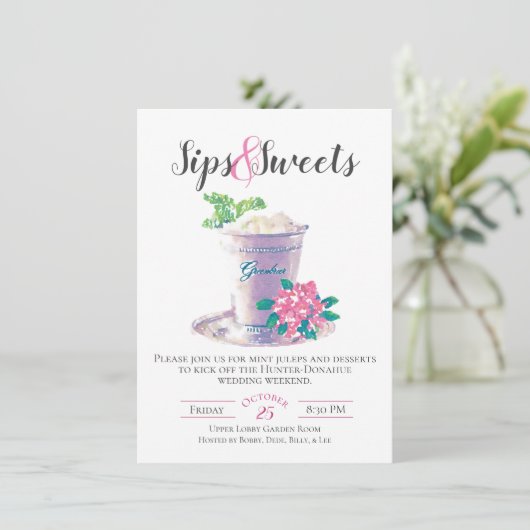 Sips & Sweets Invitation Kaart (Staand voorkant)