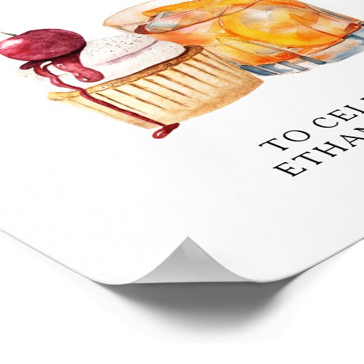 Sips & Sweets Trouwcocktail & Cupcake Poster (Hoek)