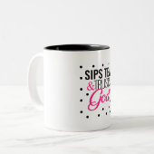 "Sips tea & trusts God" Inspirerend KoffieMok Tweekleurige Koffiemok (Voorkant links)