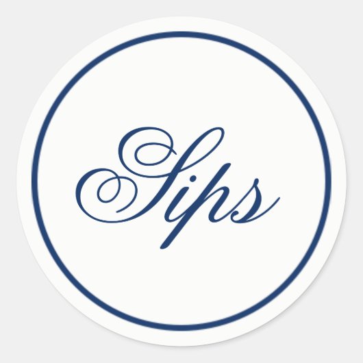 "Sips" Wedding Favor & Welcome Bag Sticker - marin (Voorkant)