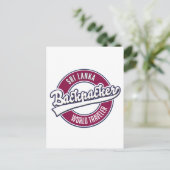 Sir backpacker world traveler retro logo briefkaart (Staand voorkant)
