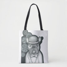 Sir Bouledogue witte canvas tas