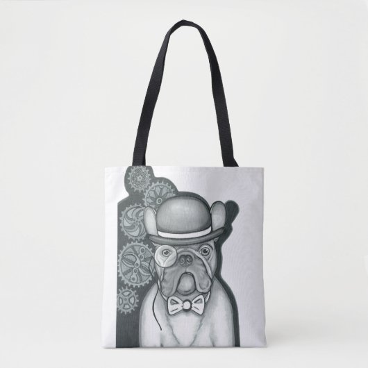 Sir Bouledogue witte canvas tas (Voorkant)