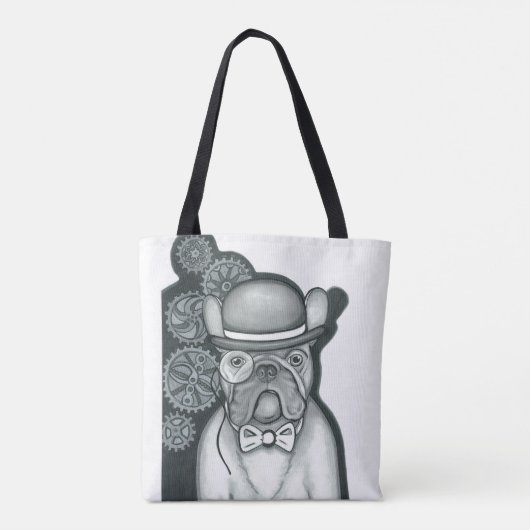 Sir Bouledogue witte canvas tas (Achterkant)