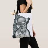 Sir Bouledogue witte canvas tas (Dichtbij)