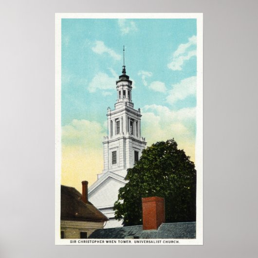 Sir Christopher Wren Tower Uitzicht Poster (Voorkant)