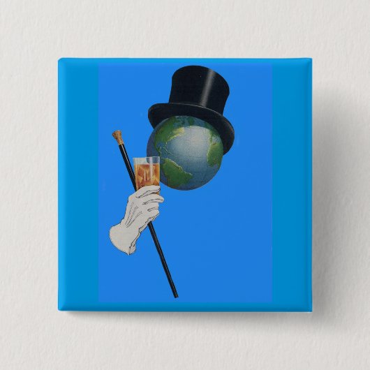 Sir Earth heeft een cocktail Vierkante Button 5,1 Cm (Voorkant)