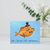 Sir Fishy Mustached Fish Briefkaart (Staand voorkant)
