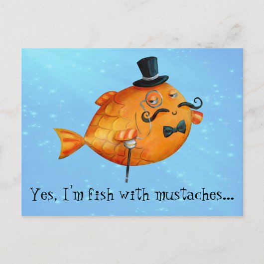 Sir Fishy Mustached Fish Briefkaart (Voorkant)