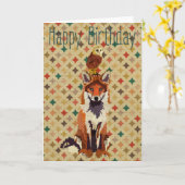 Sir Fox Alot & Owl Verjaardag Kaart (Gele Bloem)