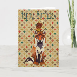 Sir Fox Alot & Owl Verjaardag Kaart