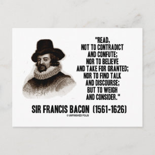Sir Francis Bacon leest naar Weigh en overweegt ci Briefkaart