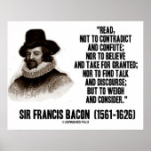 Sir Francis Bacon leest naar Weigh en overweegt Poster (Voorkant)