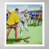 Sir Francis Drake (1540/3-96) die bowls speelt, va Poster (Voorkant)