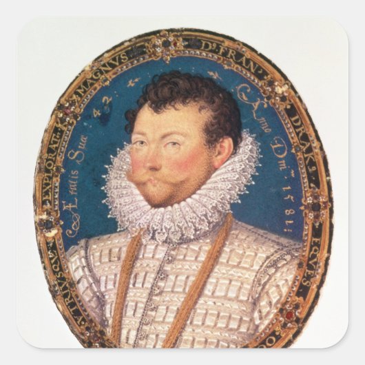 Sir Francis Drake, 1581 Vierkante Sticker (Voorkant)