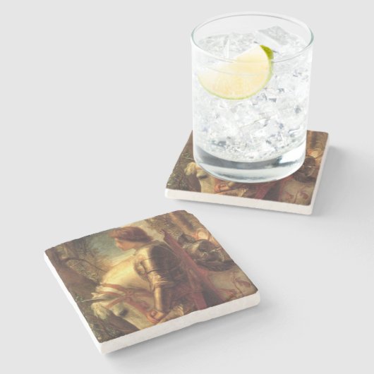 Sir Galahad (door George Frederick Watts) Stenen Onderzetter (Zijkant)