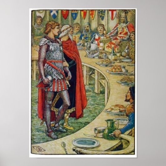 Sir Galahad in de rechtbank van koning Arthur Poster (Voorkant)