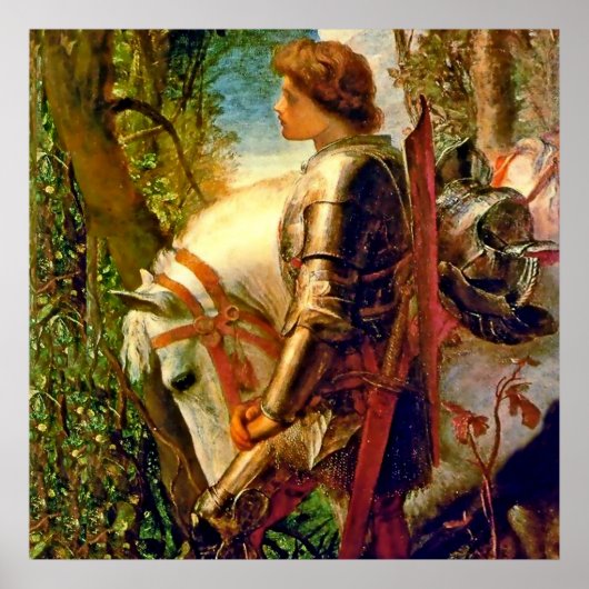 "Sir Galahad" van George Frederic Watts Poster (Voorkant)