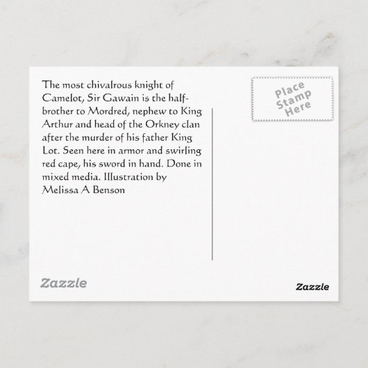 Sir Gawain Briefkaart (Achterkant)