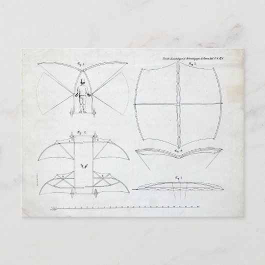 Sir George Cayley Man-aangedreven vliegmachine Briefkaart (Voorkant)