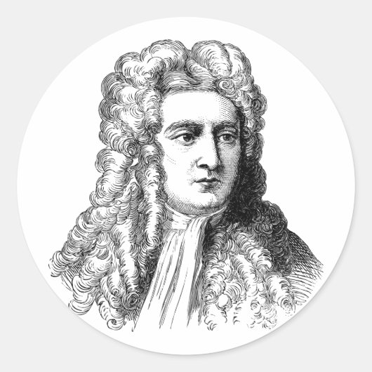 Sir Isaac Newton Famous Scientist wiskunde Natuurk Ronde Sticker (Voorkant)