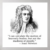 Sir Isaac Newton Portrait en Quote Poster (Voorkant)