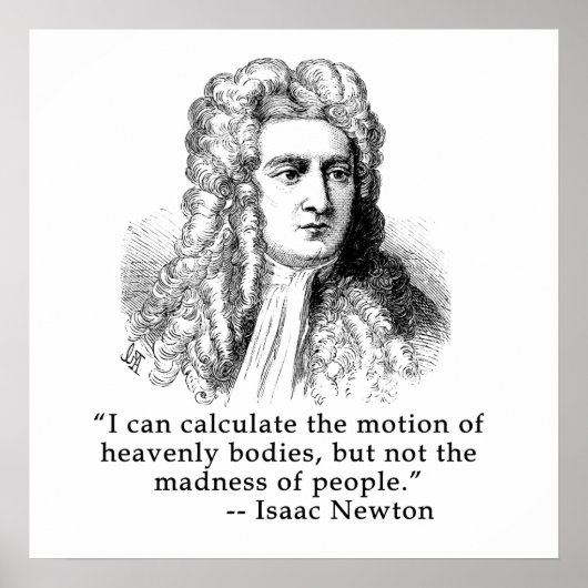 Sir Isaac Newton Portrait en Quote Poster (Voorkant)