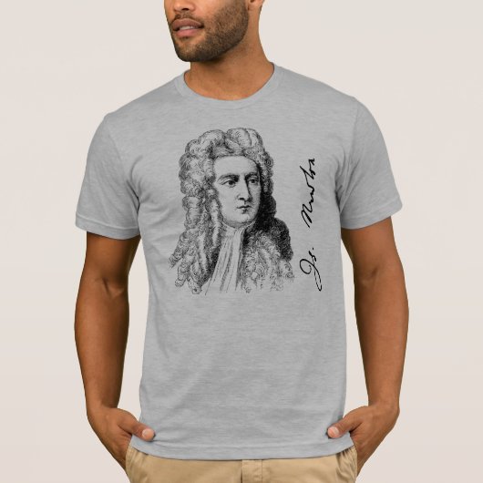 Sir Isaac Newton Portret & Handtekening T-shirt (Voorkant)