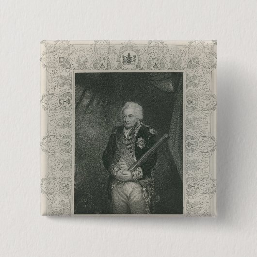 Sir John Jervis in 1795 Vierkante Button 5,1 Cm (Voorkant)