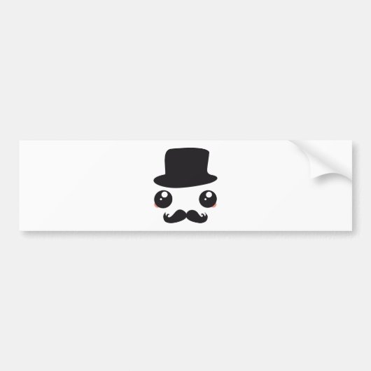 Sir Kawaii Mustache Holmes Bumpersticker (Voorkant)