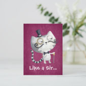 Sir Kitty Cat met Mustaches Briefkaart (Staand voorkant)