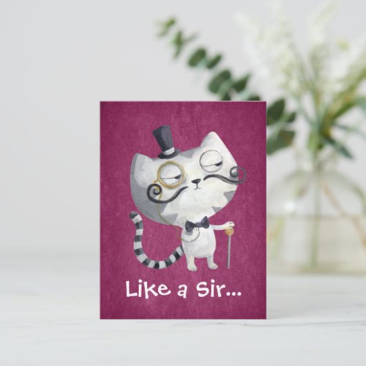 Sir Kitty Cat met Mustaches Briefkaart (Staand voorkant)