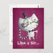 Sir Kitty Cat met Mustaches Briefkaart (Voorkant / Achterkant)
