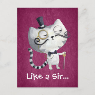 Sir Kitty Cat met Mustaches Briefkaart