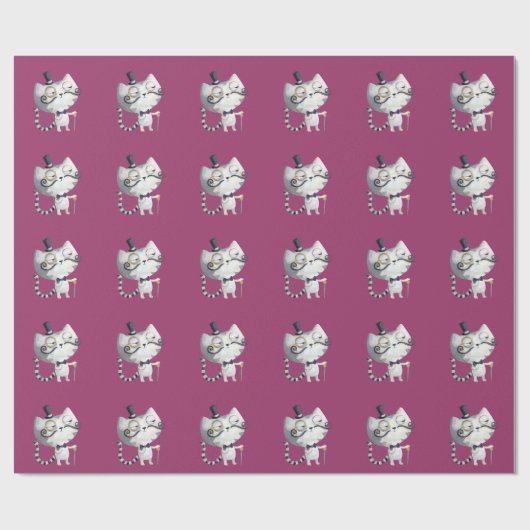 Sir Kitty Cat met Mustaches Cadeaupapier (Vlak)