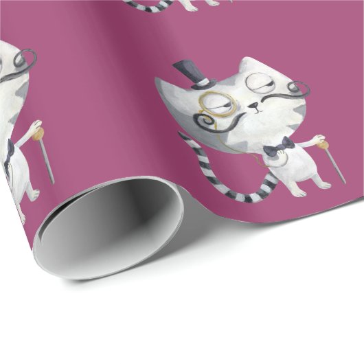 Sir Kitty Cat met Mustaches Cadeaupapier (Rol Hoek)