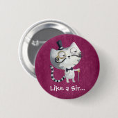 Sir Kitty Cat met Mustaches Ronde Button 5,7 Cm (Voorkant /achterkant)