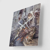 “Sir Lancelot doodt de draak” door Arthur Rackham Vierkante Klok (Hoek)