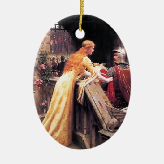 Sir Lancelot en Guinevere over de Stairs Keramisch Ornament (Voorkant)