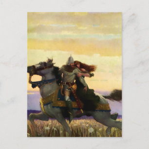 Sir Lancelot Rides Away with Guinevere by NC Wyeth Briefkaart