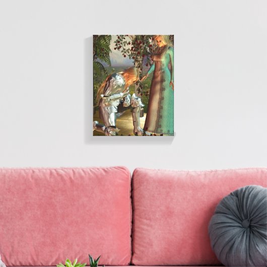 Sir Launcelot en Queen Guinevere Canvas Afdruk (Insitu (Woonkamer))