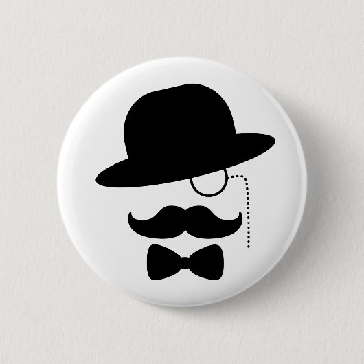 Sir met Mustache Ronde Button 5,7 Cm (Voorkant)