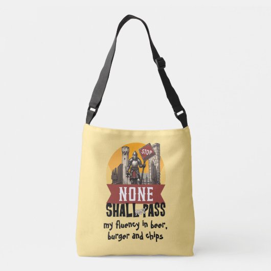 Sir NONE-A-LOT's Clueless Grocery Quest Crossbody Tas (Achterkant)