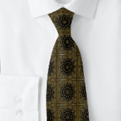 Sir Paisley Brown Black Grid Stropdas