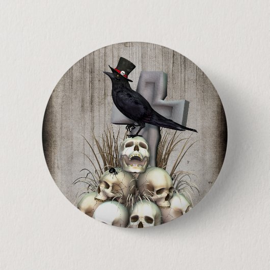 Sir Raven Skully Ronde Button 5,7 Cm (Voorkant)