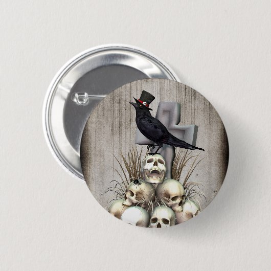 Sir Raven Skully Ronde Button 5,7 Cm (Voorkant /achterkant)