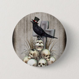 Sir Raven Skully Ronde Button 5,7 Cm