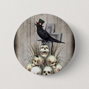 Sir Raven Skully Ronde Button 5,7 Cm