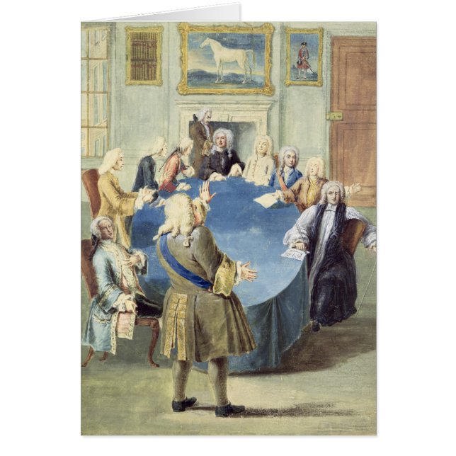 Sir Robert Walpole spreekt zijn kabinet toe (Voorkant)